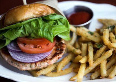 Salmon Burger With Parmesan Fries