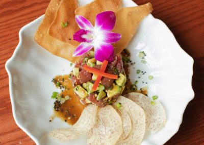 Signature Ahi Poke Dish With Wonton Chips