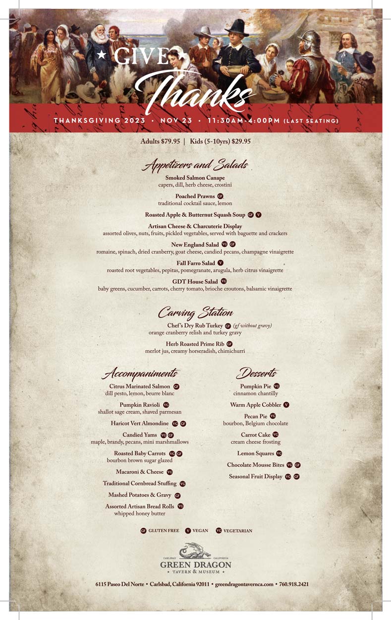 Thanksgiving Buffet Menu