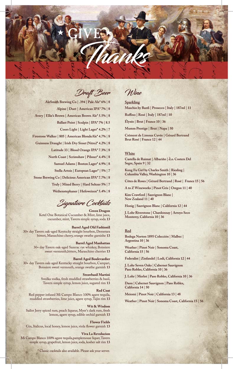 Thanksgiving Buffet Menu